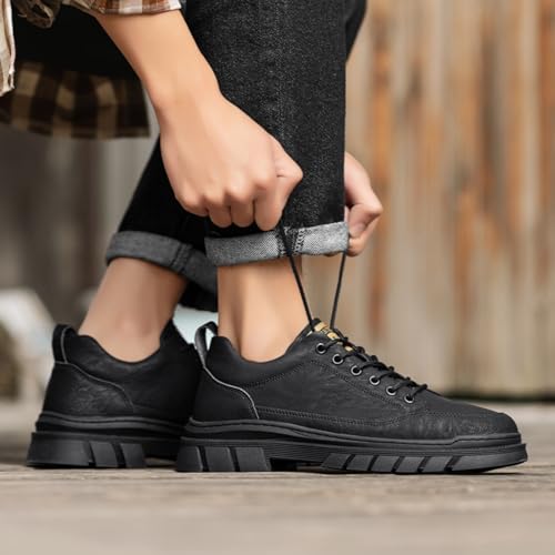 Men's Casual Shoes, Stylish Embossed Crocodile Print Sneakers, Soft Leather Walking Shoes and Work Boot - Style Loafers with Durable Outsole4