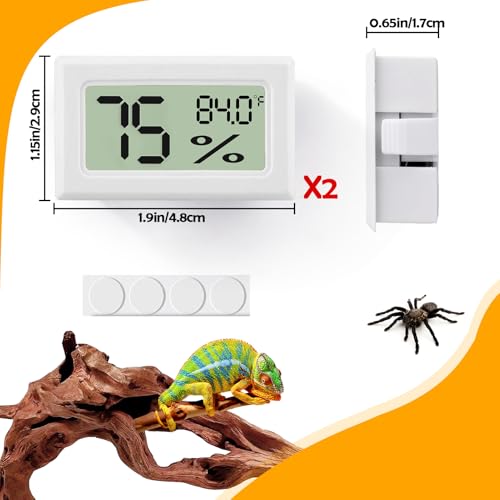 Image of Bearded Dragon Accessories, 2 PCS Rectangle Reptile Thermometer and Humidity Gauge, Reptile Tank Accessories for Jumping Spider, Leopard Gecko, Hermit Crab, Gecko, Ball Python, Lizard
