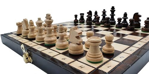 Jeu d'échecs en bois pliable coffret traditionnel de 27 cm - 2