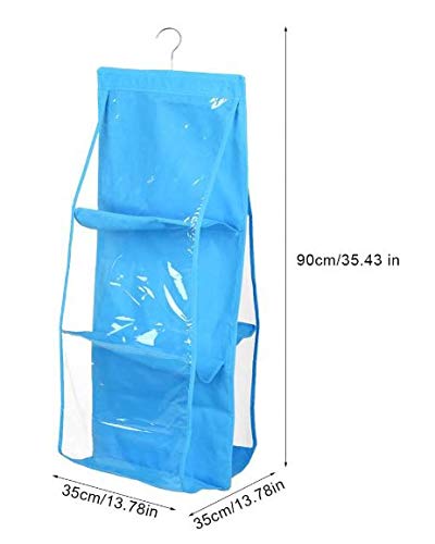 Image of 6 Pocket Large Clear Purse Handbag Hanging Storage Bag Organizer Closet Tidy Closet Organizer Wardrobe Rack Hangers Holder for Fashion Handbag Purse Pouch -Multi Color