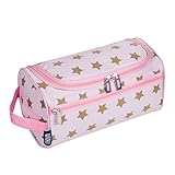 Wildkin Kids Toiletry Bag – Spacious & Durable, Ideal for School, Travel & Overnight Trips - Pink and Gold Stars