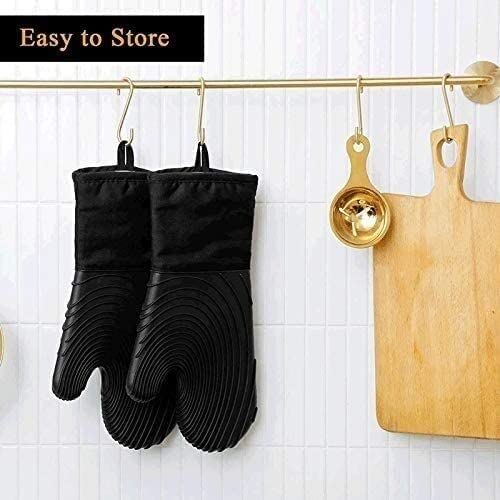 Guanti resistenti al calore, guanti da forno con 1 paio di guanti da forno in silicone extra lunghi e flessibili con guanti da forno, guanti resistenti al calore per la casa