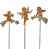 Gartenstecker 3 niedliche Engel / Roststecker Weihnachtsdeko wetterfest Gartendeko Outdoor