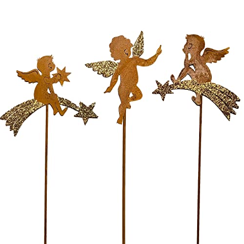 Lot de 3 adorables anges - Décoration de Noël - Résistant aux intempéries - Décoration de jardin d'extérieur Cover
