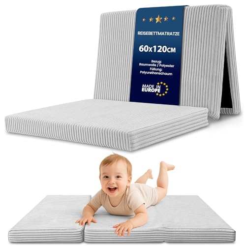 Klappmatratze Kinder Faltmatratze 60x120 cm - Faltbare Matratze Gästematratze Bodenmatratze Kinderzimmer klappbare Schlafmatratze Foldable Mattress...