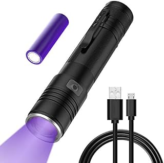 S2 UV Torch UV365nm Black Light 5W UV high Power Rechargeable UV Light for Resin Glue Curing Light, Rocks,Mineral Glowing,A/C Leak Detector, Pet Urine Detector,Battery Included,Charging Cable Included
