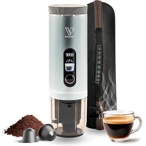 Vitecpro® Cafetera Portátil, Portable Coffee Maker, Cafetera Portátil Espresso, Portable Espresso Maker, Cafetera De Viaje, Cafetera Cápsulas (Aluminio)