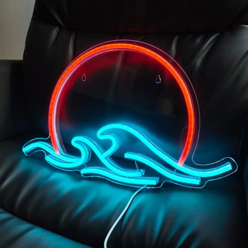 Sunrise Sunset Neon Sign Sun with Waves Neon Light Tropical LED Neon Wall Signs for Room Decor Anime Neon Light Acrylic Sunset Sign (Sunset with Waves) - Thumbnail 5