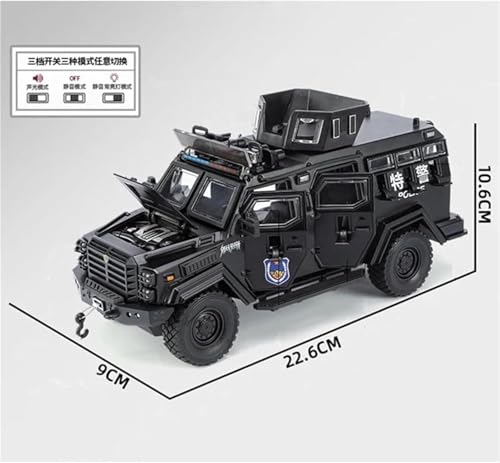 Image of Invite Enterprise 1:24 Scale Ford F550 Modified Police Exclusive Alloy Metal Pull Back DieCast Car Model with Sound & Light Mini Auto Toy for Kids Metal Model Toy Car (Black Color)