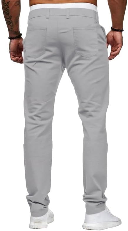 Miniatura 5 de HUNGSON Pantalones vaqueros casuales ajustados ajustados para hombre, pantalones de mezclilla rectos elásticos