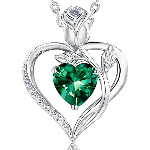 Image of Heart Birthstone Necklace for Women I Love You