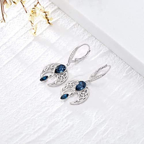Aoboco 925 Sterling Silver Celtic Moon Leverback Dangle Drop Earrings, Birthday Jewelry Gift For Women Girls #TOP2