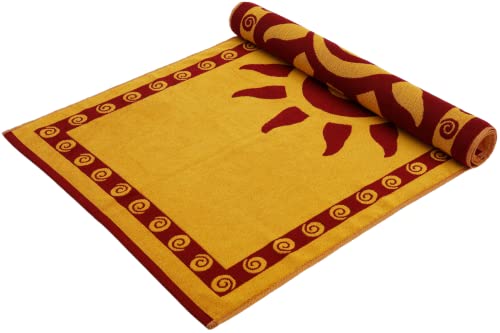 Arus Jacquard Woven Turkish Terry Cotton Beach Towel, Sun, Gold, 28X55 #TOP2