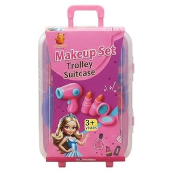 Urban Tots Mini Makeup Set for Girls – 15 Pieces Pretend Play Beauty Kit with Toy Hair Dryer, Lipsticks, Mirror & Accessories, Role Play Makeup Toy, Gift for Girls 3+ Years