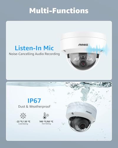 ANNKE H800 4K Überwachungskamera Set, Videoüberwachung mit 8X 8MP PoE IP Kamera und 16CH 4TB HDD 12MP NVR, Personen-und Fahrzeugerkennung, IP67, 100 Fuß Nachtsicht für Aussen, Innen