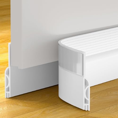 Image of 6Pack Door Draft Stopper, White Door Sweep for Bottom of Door, Weather Stripping Door Seal Gap Filler Bottom Noise Soundproof Cold Air Insulation Save Energy Installs Quickly Easily