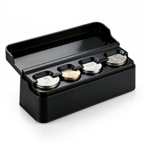 SINGARO Coin Holder for Car Coin Change Organizer Compatible with Coins of Different Sizes Dash-Mounted Holder Suitable for Most Cars Trucks(Black)