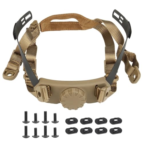 Peminkoo Sangle de Casque Tactique réglable avec système de Suspension pour Casque Fast SF High Cut (Khaki)