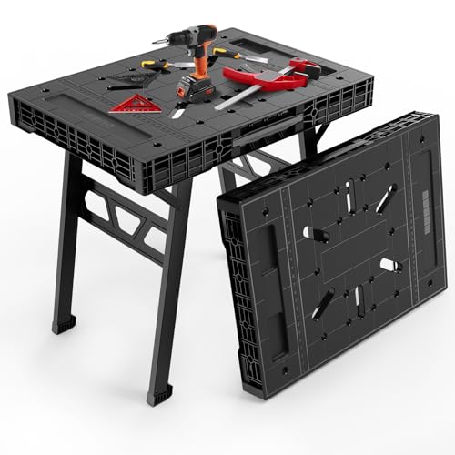 Image of Express Folding Worktable, Easy Setup Portable Folding Workbench, 34" W x 24" D Lightweight Versatile Worktable with 1650 Lbs Load Capacity Work Benches for DIY Home Improvements Professional Worksite