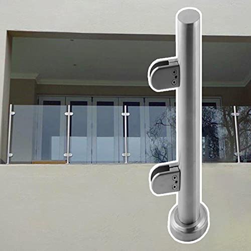 Pasamanos de acero inoxidable y poste redondo de vidrio para barandillas de balcón y terraza