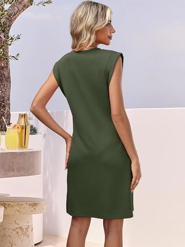 Image of ANRABESS V Neck Sleeveless Dress for Women | Mini Split Sundress, Business Casual Beach Vacation, 2026 Summer Outfits with Pockets
