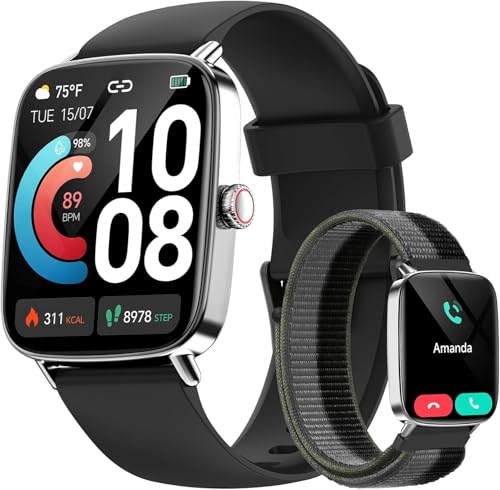 Smartwatch Donna Uomo,1.85 HD Smart Watch Chiamate e Whatsapp,Orologio Fitness Sportivo Cardiofrequenzimetro/SpO2/Sonno/Contapassi,Fitness Tracker 110+ Modalità Sport Impermeabile per Android iOS