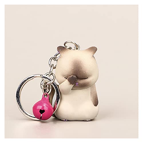 Hongtai Schattig verlegen kat sleutelhanger mollig kitten sleutelhanger kleine sieraden tas decoratie sleutel opbergtas dier sieraden (Color : 2)