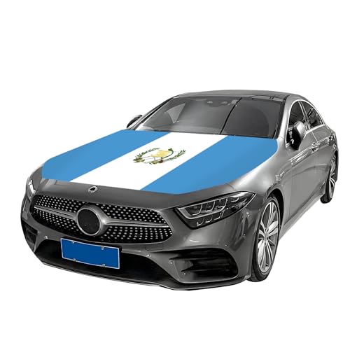 Image of Guatemalan Flag Car Hood Cover - 63 inchx47 inch (5x4 FT) Car Hood Cover, Durable Elastic Fabric for Car Decor Fit Most Car, SUV's Hood