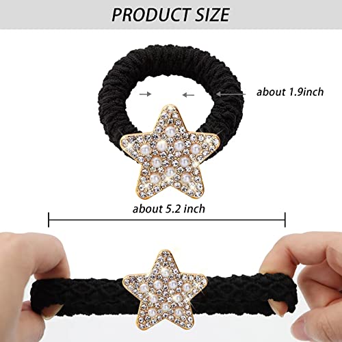 12 Pcs Elastic Hair Ties Crystal Rhinestone Hair Ropes Black Diamond Ponytail Holder Hair Bands Accessories For Women Girls #TOP3