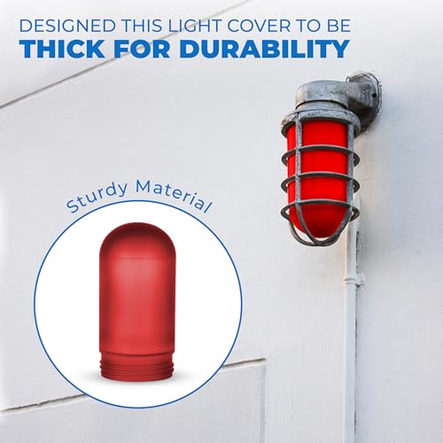 Image of OhLectric Replacement Weather Tight Light Fixture - Threaded Bulb Cover - Sturdy Clear Glass Protectant For Bulb - Frosted Glass Shade - Outdoor Vapor Proof Fixture - Glass Globe Bulb - Red - OL-41370