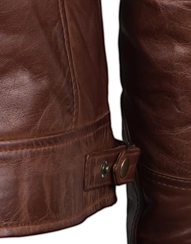 Image of fjackets Mens Leather Jacket Moto Style Real Lambskin Leather Jacket, Quilted Cafe Racer Classic Zip Up Biker Jacket for Men