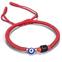 kelistom Red/Black Evil Eye Bracelet for Women Men Hand-woven Tibetan Buddhist Bracelets for Protection and Good Luck