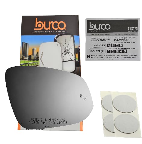 Burco 5889B Passenger Side Replacement Mirror Glass Lens with Blind Spot Icon, No Rear Mount, Compatible with Toyota bZ4X 2023-2024