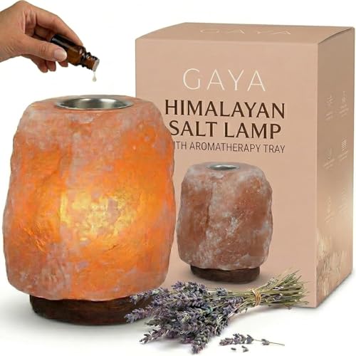 Himalayan Salt Lamp with Aromatherapy Tray & Dimmer Switch - Salt Rock Lamp for Bedroom Relaxation & Sleep | Calming Meditation Spa Lamp | Himalayan Salt Diffuser | Warm Glow Night Light | Gift Ready