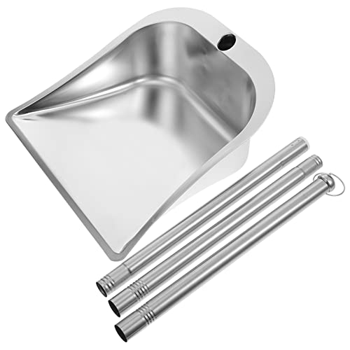 Ipetboom Stainless Steel Garbage Shovel with Long Handle Ergonomic Dustpan for Home and Office Cleaning Heavy Duty Kitchen Cleaning Tool for Easy Use and Convenience