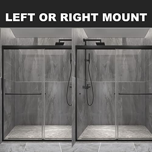 Es-Diy 56-60"W X 70"H Semi-Frameless Sliding Shower Door,Sliding Shower Door With 1/4" (6Mm) Clear Sgcc Tempered Glass,Matte Black Finish,Shower Doors Can Be Installed Left And Right #TOP5
