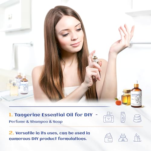 Image of HIQILI 100ML Tangerine Essential Oil, Skin Care, Hair Care, Air Purification, Can be Added to Body Lotion, Shampoos, Diffusers Use - 3.38 Fl Oz