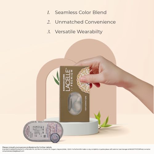 Image of Bausch & Lomb Lacelle Premium Color Contact Lens - (Brown) | with Power | Monthly Disposable| Hydrogel Material | (-2.5, Pack of 1)