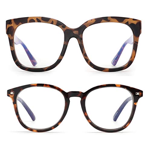 JIM HALO Tortoise Blue Light Blocker Glasses Oversized Square & Round Style Computer Glasses