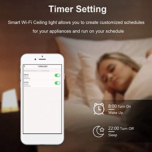 LED Smart Ceiling Light Fixtures 24W Wifi Flush Mount light with Bluetooth Speaker,Compatible with Alexa 