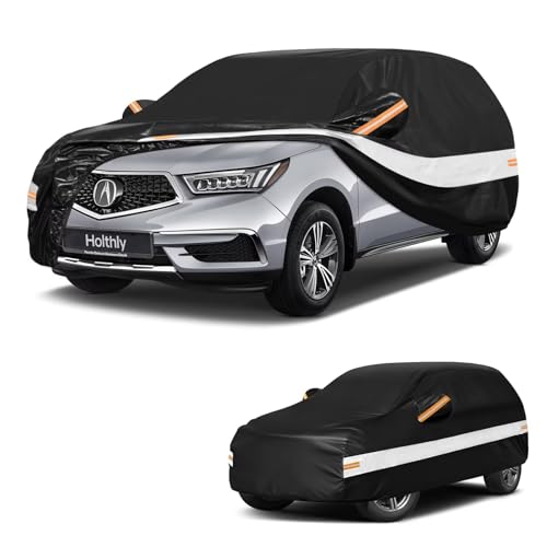 Image of 10 Layers SUV Car Cover Custom Fit for Acura MDX (2007-2026), Waterproof All Weather for Automobiles, Outdoor Full Cover Sun Dust Rain Protection with Cotton. Black