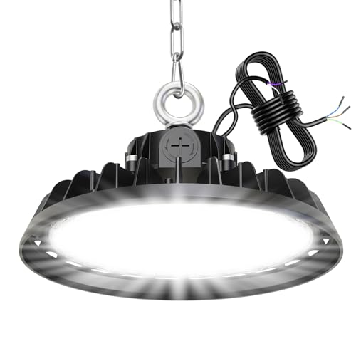 UFO 200W LED Lámpara de Alta Bahía 25500LM Campana led Industrial Regulación 120W/160W/200W IP65 Antipolvo e Impermeable Foco LED 120° Driver Industrial Para Fábricas,Talleres,Garajes,Almacenes