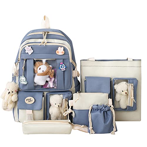 Sac à dos tyrolien en toile bleu : lot de 5 sacs d'école dessin animé