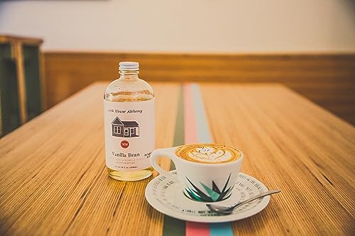 Image of PINK HOUSE ALCHEMY Vanilla Simple Syrup 16 OZ Bottle for Coffee, Cocktail, Non-Alcoholic and Mocktail Drinks, All-natural, non-GMO (VB)