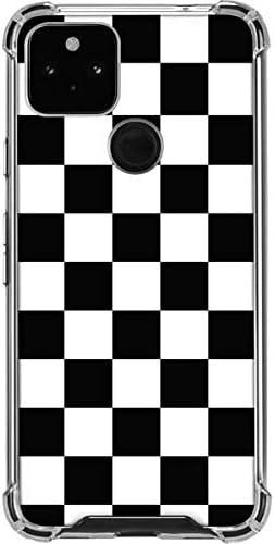 Skinit Clear Phone Case Compatible with Google Pixel 4a 5G - Black and White Checkered Design