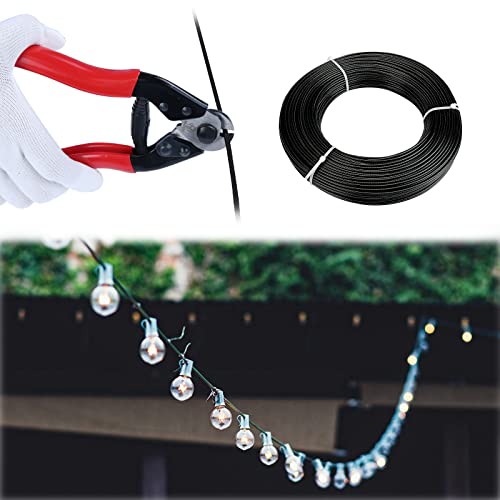 Muzata 330Feet Wire Rope Black Vinyl Coated 3/32Inch Thru 1/8Inch Wr11 And Cable Cutter Cr12 #TOP7