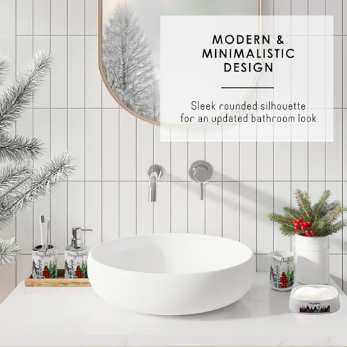 Clara Clark Bathroom Set - Christmas Shower Curtain Set, 19PC Bathroom Accessories Set, Christmas Bathroom Decor, Xmas Bathroom Accessory Set, Soap Dispenser, Toilet Brush, & Trash Can by Clara Clark - Image 6