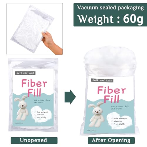 Image of LOKUNN 2.12oz /60g Polyester Fiber, (2.12oz~3.97lb) Polyester Fiber Fill, Stuffing for Stuffed Animals, High Resilience Crochet Stuffing, Fill Fiber for Stuffed DIY Crafts