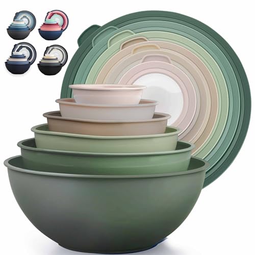 Zulay Kitchen 12 Piece Plastic Mixing Bowls with Leak-Proof Lids