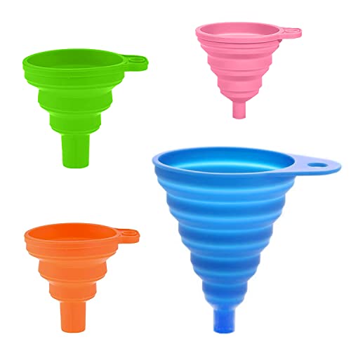 XPOOP 4 PCS Entonnoir Pliable en Silicone Entonnoir Pliables de Cuisine Silicone Entonnoir Cuisine Petit et Grand Entonnoir Cuisine pour Transfert Liquide Alimentaire Cover